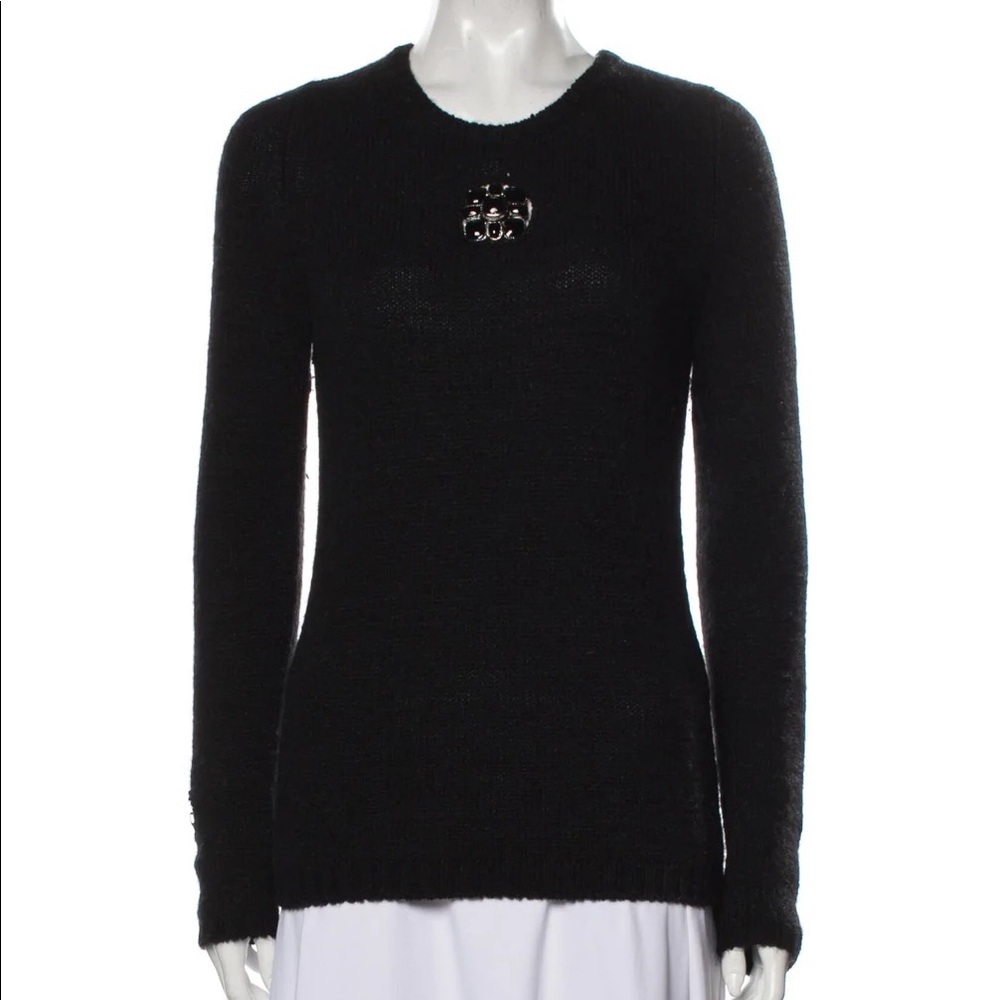Chanel Vintage Black Cashmere Alpaca Sweater Gripoix Buttons - FR 38, US 6, M